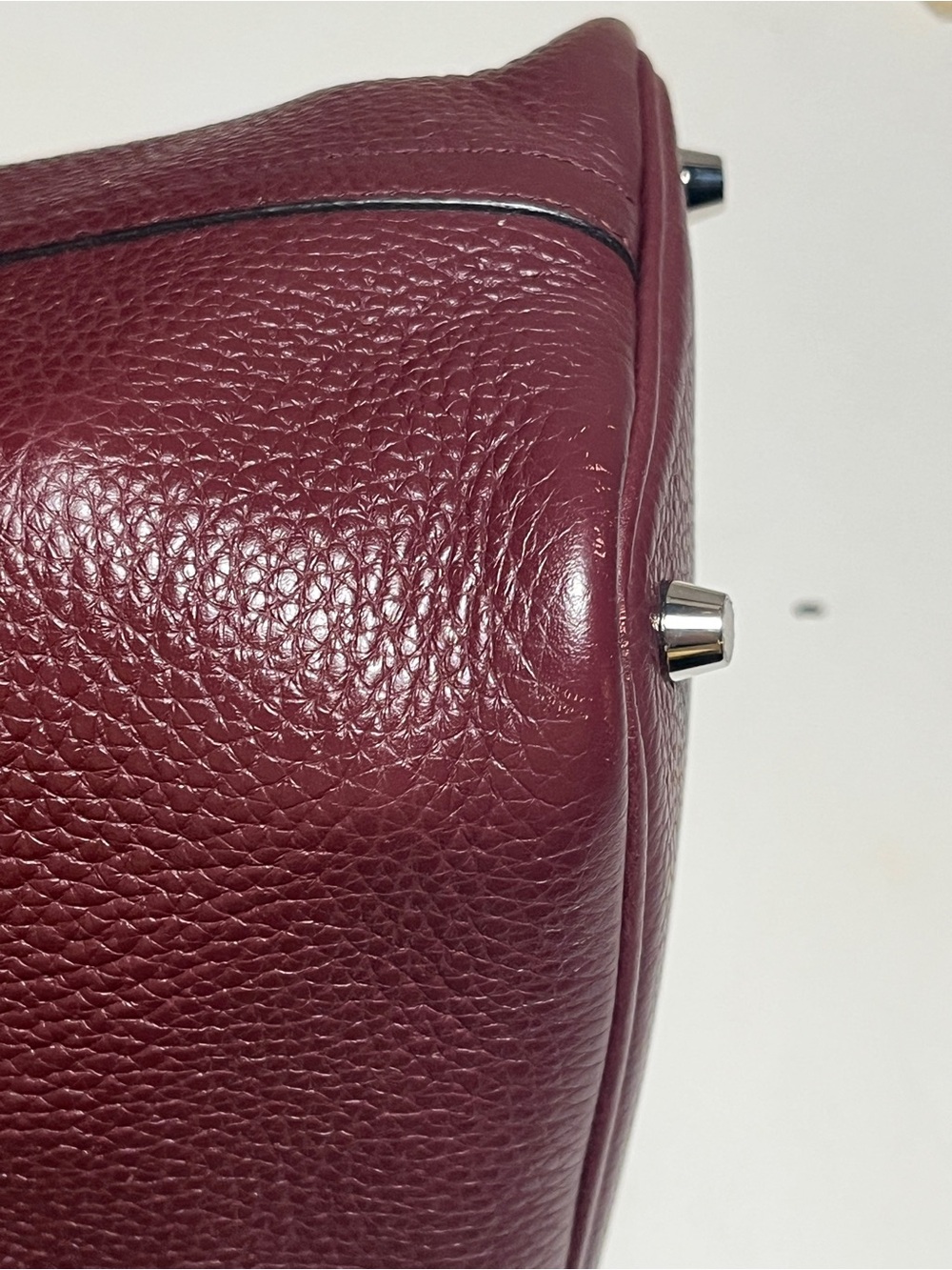 Hermes Bordeaux Togo Leather Bucket Tote with Silver-Tone Padlock - Picture 10 of 16